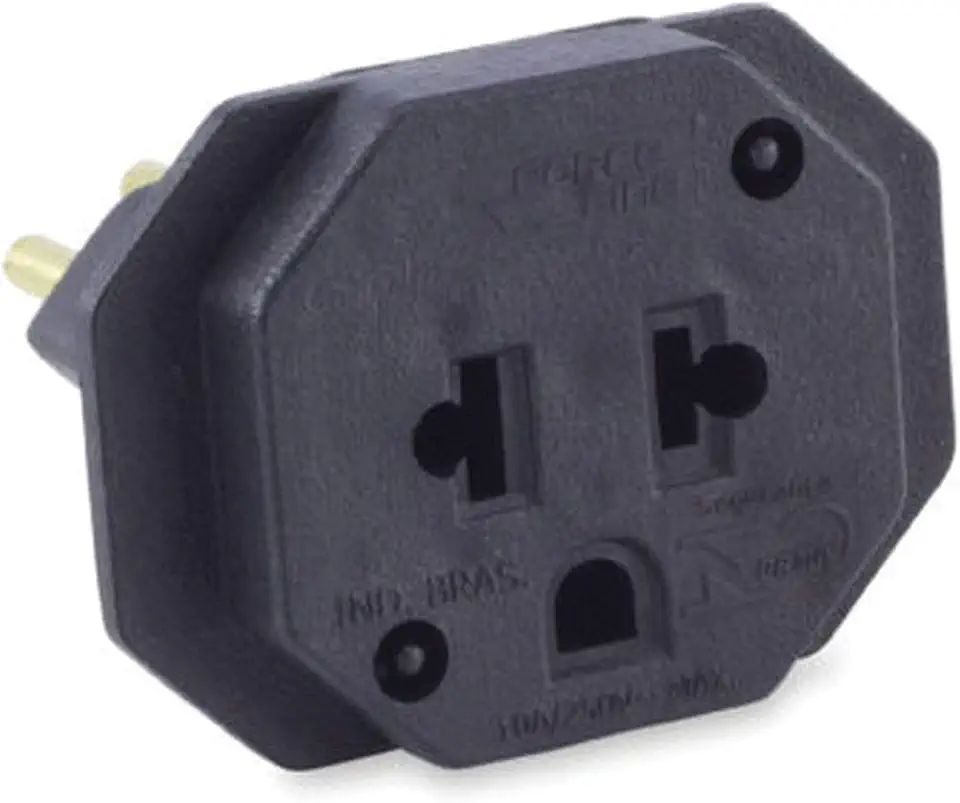 Adaptador Para Tomada Universal 2Pinos+T 10A Bivolt Preto, Force Line, 4312