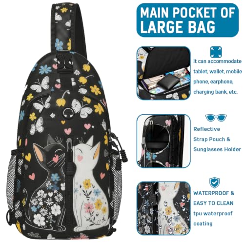 Image of Cat Sling Bag For Women Men Small Crossbody Bags Mini Water Resistant Casual Chest Bag Backpack Shoulder Daypack For Travel Hiking