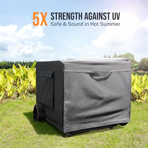 GasXpert Generator Covers Outdoor Waterproof, 32”Lx24”Wx24”H Portable Generator Cover, Fit for DuroMax, Westinghouse, Champion, Predator, Honda Portable Generators of 5000-10000 Watt - Grey