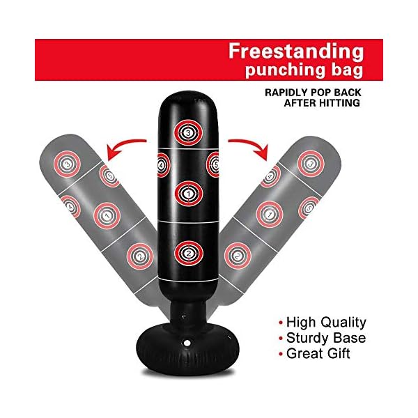Inflatable Punching Bag Freestanding Kid’s Boxing Bag - Practice Target Columns, Durable PVC Material - Relaxing Kickboxing Bag for Adults and Children