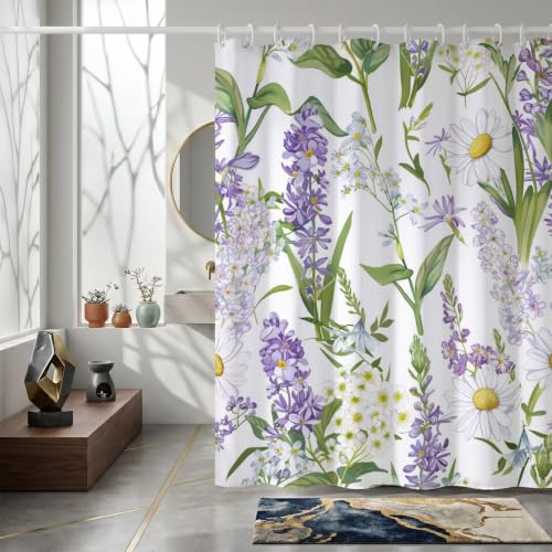 Rideau de douche lavable en machine violet pour éliminer les traces d'eau - 5