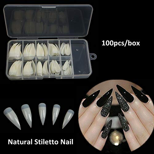 100pcs Nail Tips Shape Clear Medium Half Cover Acrylic False Nail Tips with Box (#2)