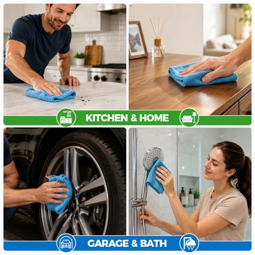 Image of GLIMGLINT Reusable Shop Towels, 200 Pack Microfiber Cleaning Cloth, 11 x9