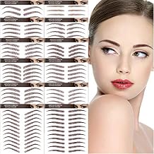 Aresvns Eyebrow Tattoo Stickers 132 Pairs! Realistic 4D, 12 Shapes, Reddish Brown Chocolate Transfers