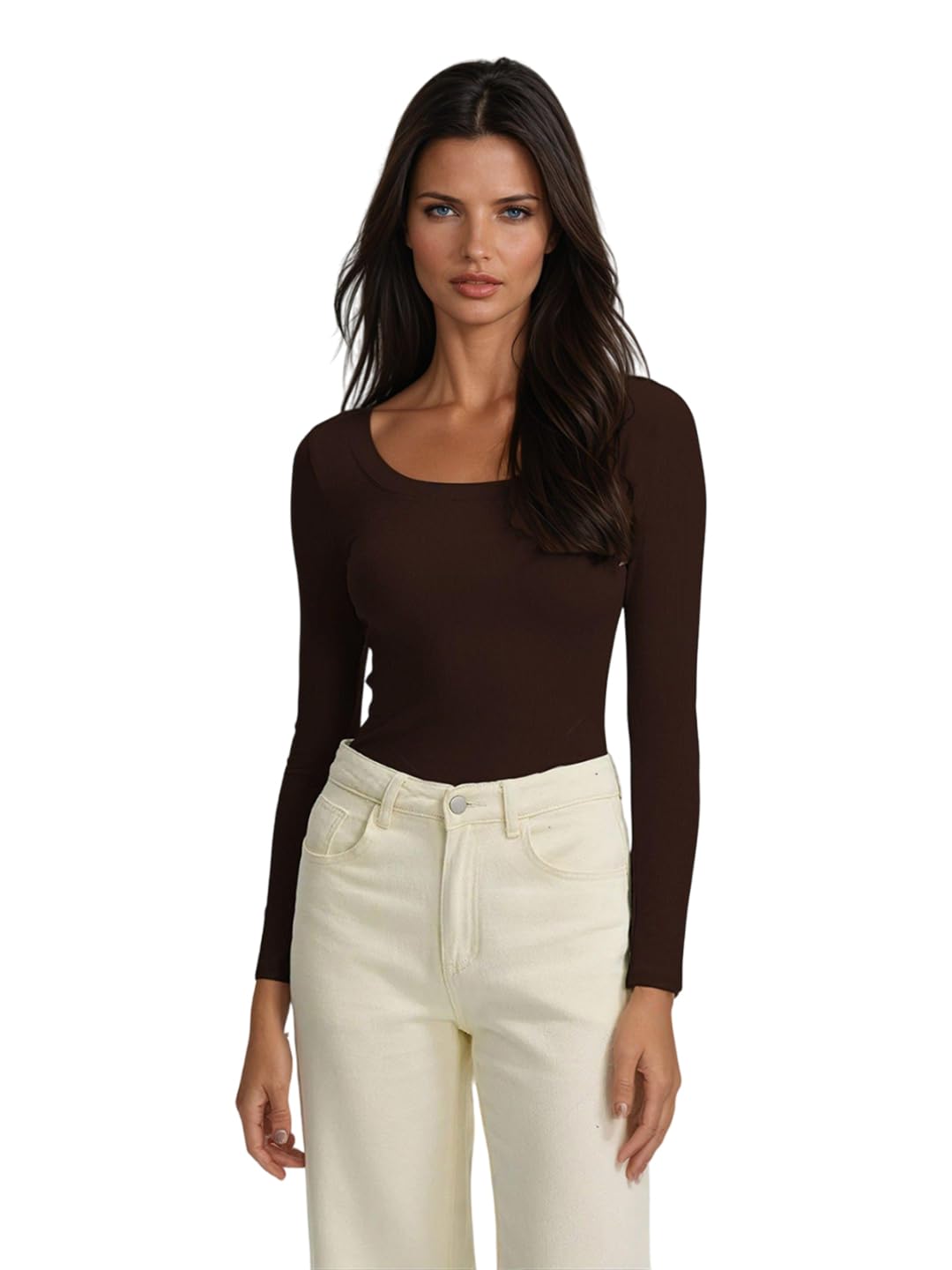 kotty Women's Slim Fit Long Sleeve Ribbed T-Shirt Stylish||Comfortable-picture-47
