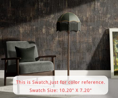 AM1NAH Dark Grey Brown Distressed Wallpaper Industrial Texture Metallic Wall Paper (Sample) 10.20"x 7.20"