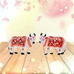 Minakari Traditional Indian Rajasthani Décor Hand Painted Statue Sculpture Diwali Christmas Festive Decoration Showpiece for Table Home Office and Gifting (Set of 2 White Cows) - Image 2