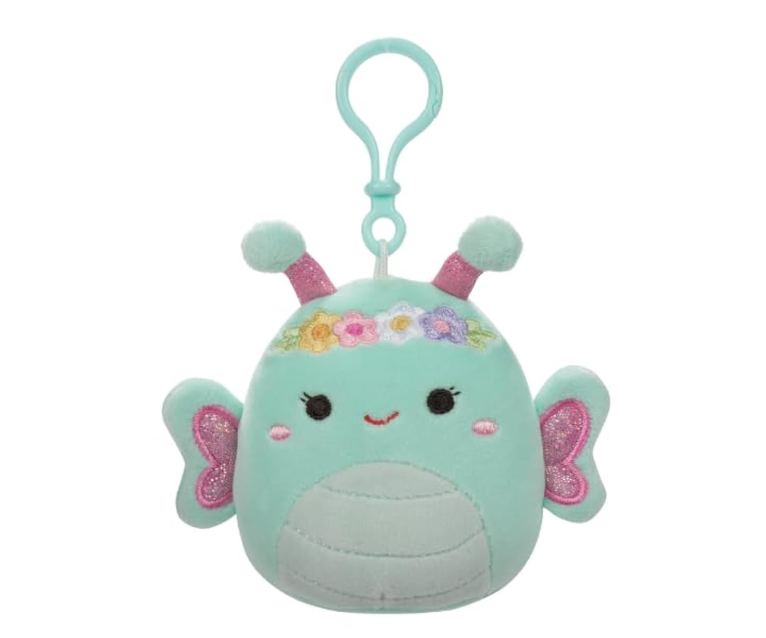 Squishmallows 3.5 inch Reina the Green Butterfly Clip on Officially Licensed Kellytoy Plush Toy Colorful Soft Gift for Kids Girls & Boys Washable Squishy Stuff Toy Multicolor All Age