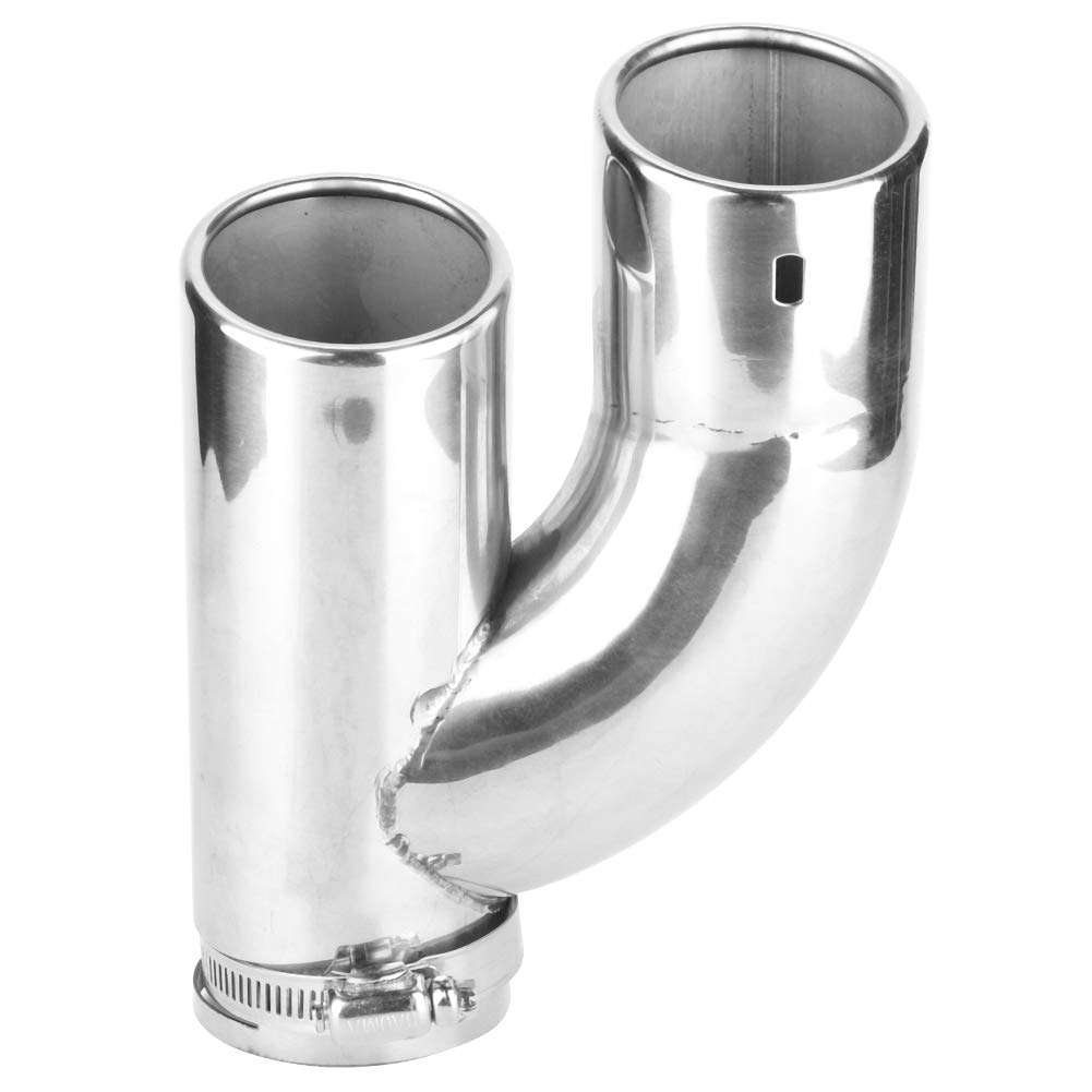 Punta De Escape De AutomóVil 62mm Cola de Tubo de Escape De Acero Inoxidable Punta De Ajuste Circular Extremo Oblicuo Doble Salida Trasera Cola De Garganta Universal