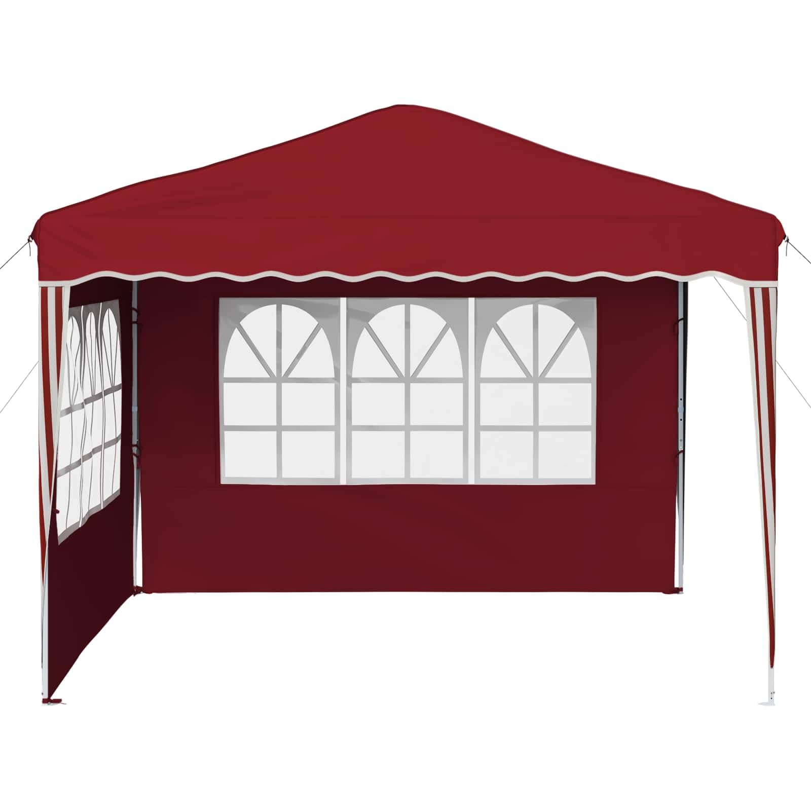 Gazebo Pop-Up 288x288 cm Tenda Pieghevole da Giardino Borgogna | Struttura in acciaio per eventi all'aperto, regolabile su 3 altezze e facile da montare in giardino o patio.