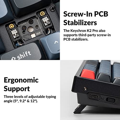 Keychron K2 Pro Wireless & Wired Rgb Custom Mechanical Keyboard With Hot-Swappable K Pro Brown Switch, Qmk/Via Programmable Macro, 75% Layout Aluminum Frame Keyboard For Mac Windows Linux #TOP4