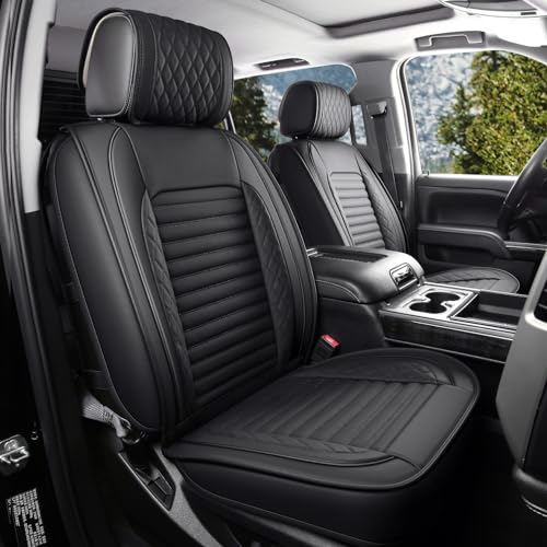 Image of JOJOBAY Chevy Silverado Seat Covers,GMC Sierra Seat Covers,Custom Fit 2007-2026 1500 2500HD 3500HD Crew Double Extended Regular Cab,LT LZT RST Trail Boss(Full Set,Black)
