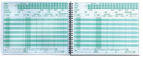Plain Cover Mark V Basketball Scorebook, 8.5 x 11 Hardback, 30 Games, 15 Player Positions2