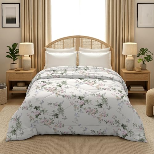 Image of MORADO Glace Cotton AC Comforter /Blanket /Quilt for Double Bed | Ultra Soft & Lightweight | All Season Reversible Comforter | Cozy Bedding for Home & Hotel | Size 90x100 Inches,Moon & Flower,Double