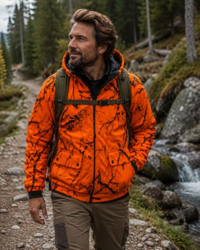 Image of TrailCrest Men's Blaze Orange Camo Insulated Waterproof Tanker Jacket