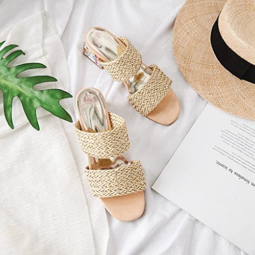 MIOKE Womens Block Heel Mules Slide Sandals Open Toe Suede Slip On Comfort Summer Mid Heeled Dress Sandal3