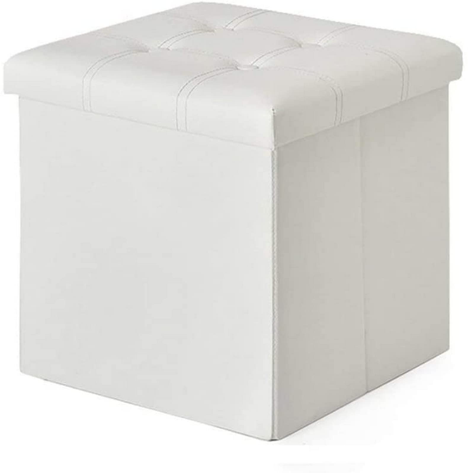 Ottoman repose-pieds blanc coffre de rangement pliant pour salon