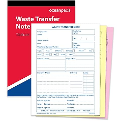 Ocean Pads A5 Waste Transfer Note Book Cover