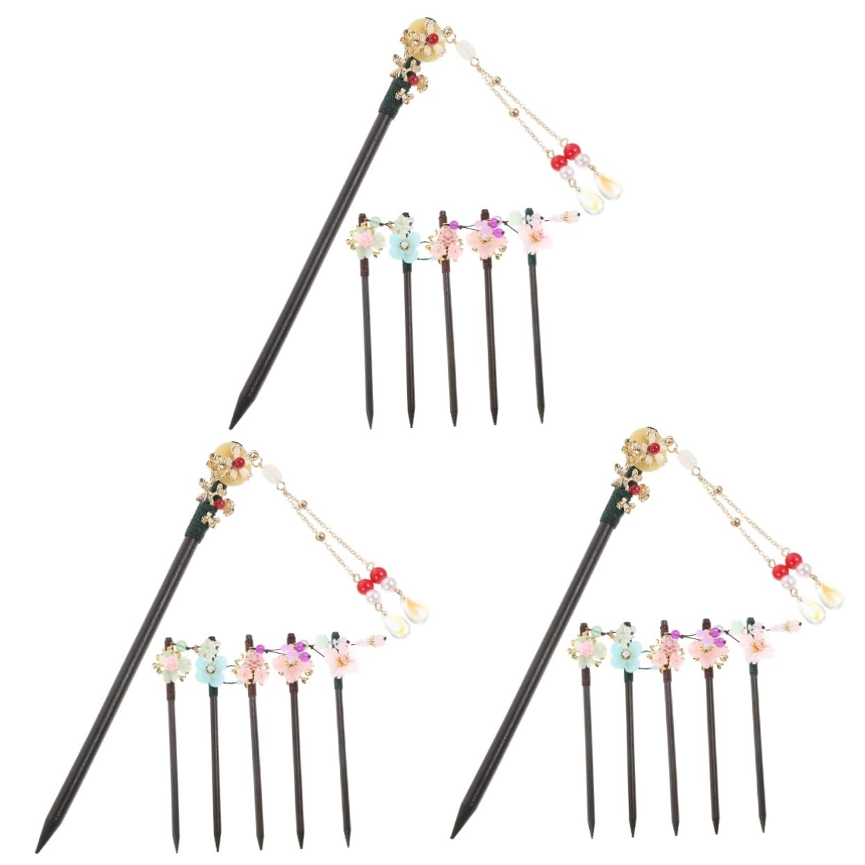 Healeved 18piezas Horquillas De Madera Vintage Diseño De Flores Accesorios Chinos Para Cabello Palillos Para Peinados Retro Para Peinados De Fiesta y Uso Diario