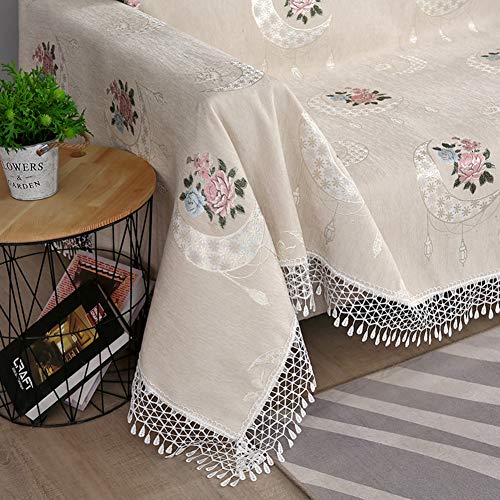 Yq Whjb Chenille Sofa Cover, Universal Sofa Slipcover, Printed Luxury Lace Couch Covers Openwork Skirt Furniture Protector For Kids Pets-A 180X340Cm(71X134Inch) #TOP1