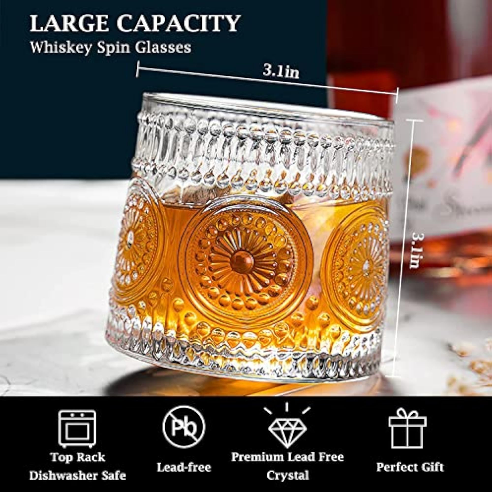 Elegant Rotatable Old Fashioned Glass, 170 ml