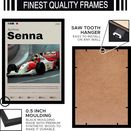 Image of BLINKART Ayrton Senna | F1 Racing Player | Synthetic Wood Photo Framed Wall Hanging Poster Room & Office Bedroom Living Boys And Girl Room Home Wall Hanging | Decorative Wall Art for Motorsport Fans | 13x10 Inches