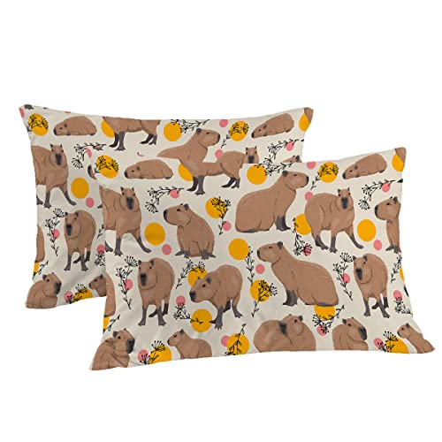 BlessLiving Kids 3D Capybara Animals Pillow Cover Set of 2 Colorful American Pillowcase South Animal Pet All Season Pillow Case for Room Bedroom Sofa Chair Car, Queen
