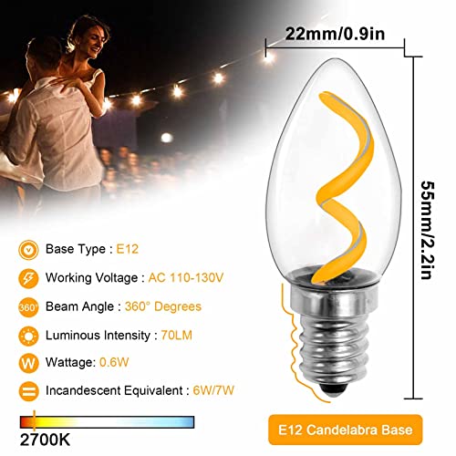 Trijzhou Pack Of 6 E12 Night Light Led Bulb 0.6W Equivalent To 6W 7W Soft White 2700K 70Lm Ac 110V 120V Christmas S6 C7 Edison Base Clear Glass Compact Small Bedroom Salt Lighthouse Lamp #TOP1