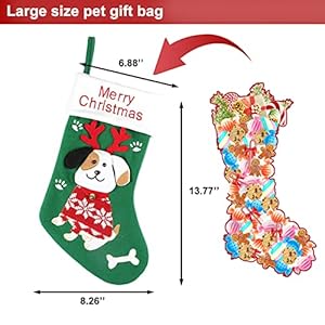 Dog Christmas Stocking 3D Puppy Christmas StockingsXmas Stockings for Pet Dog Fireplace Hanging Cute Dog Stocking for Family Holiday Season Party Decor
