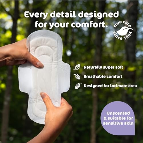 Image of Naty Sanitary Pads for Women with Wings, Super Absorbency, 12 Count | 100% Organic Cotton top Sheet, Certified Skin-Safe for Periods, Unscented, Comfortable & Breathable