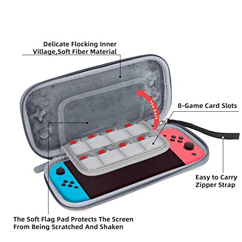 Carrying Case for Nintendo Switch, Portable Hardshell Travel Slim Case for Nintendo Switch/Switch Lite With 8 Game Card Pockets, Inner Soft Fiber Material to Protect The Screen, Blue And Pink Gradient