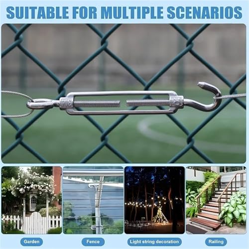 20 piezas de tensor para cable con gancho y ojo de acero inoxidable para camping miniatura 4