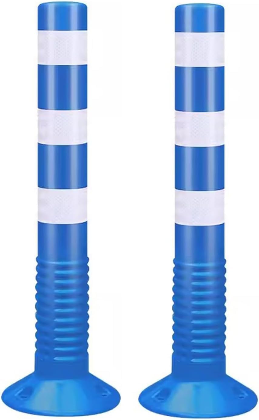Aioneer Traffic Cone Safety Barrier Reflective Parking Cones, 30In Traffic Delineator Safety Post For Parks/Garden Pathways/Streets, Commercial Flexible Caution Cones Bollard Pos-Blue-2 Pack