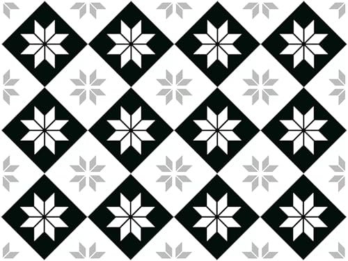 Image of Moroccan Tile Stickers | Waterproof Self Adhesive Peel & Stick Tile Decals for Kitchen Backsplash, Bathroom Wall, Floor, Furniture & Glass (4x4 Inch, Design 72)
