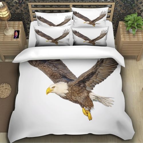Parure de lit aigle blanc 140x200 avec housse de couette single - 5