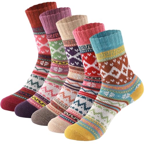 Image of Wool Socks for Women - Womens Wool Socks Winter Sock for men Warm Thick Knit Soft Vintage Casual Crew Sock