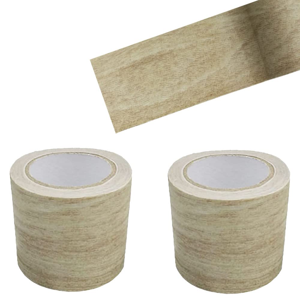 PATIKIL Reparatietape op rol met houteffect, 2,2 inch x 15 m, 2 stuks, plakfolie, realistisch, gestructureerd, voor vloer, deur, tafel, kasten