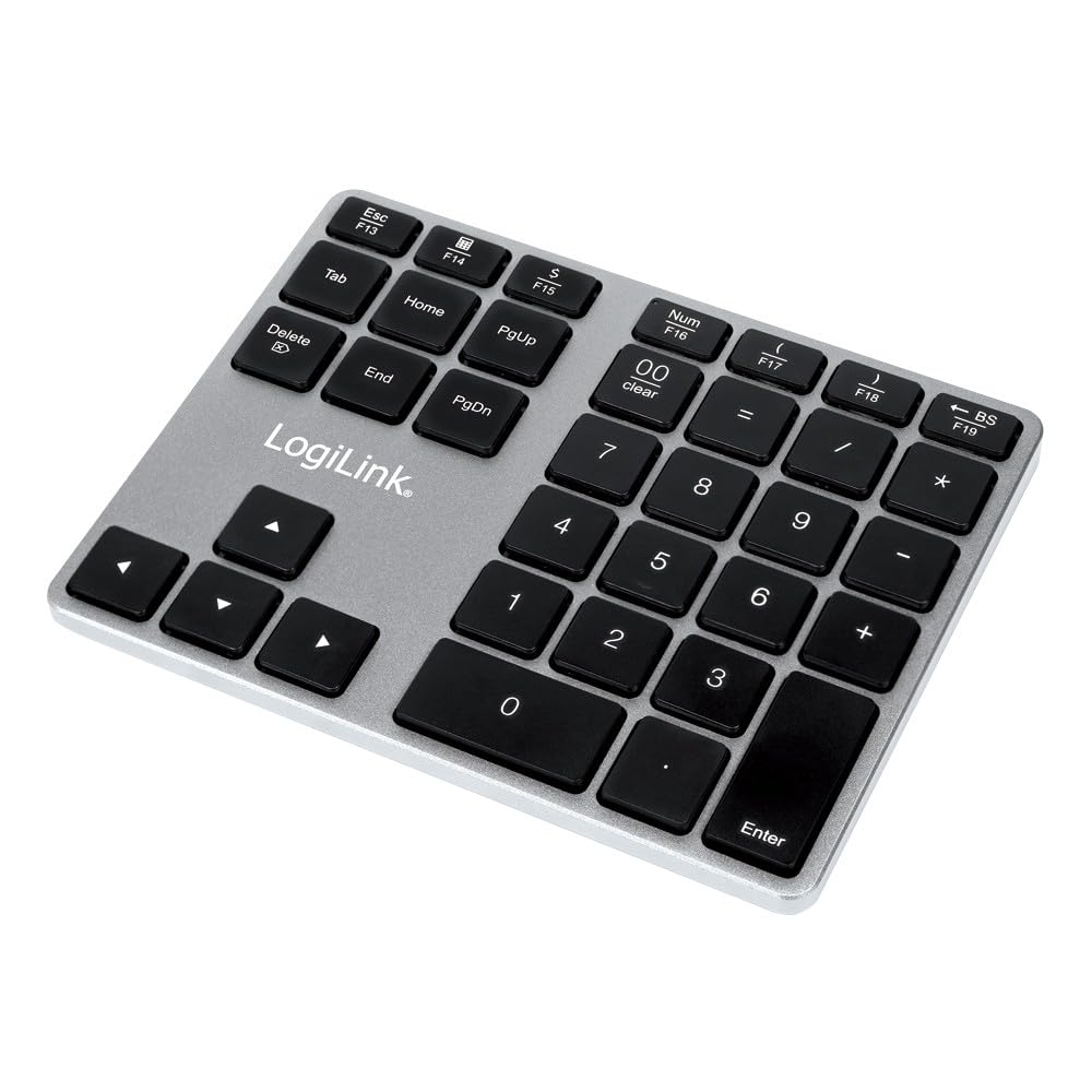 Logilink ID0187 BT v3.0 - Teclado numérico con 35 Teclas y Teclas de función para Windows/MacOS, Aluminio