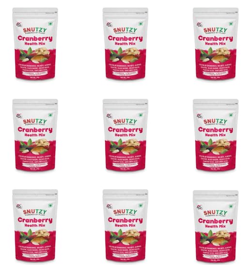 SNUTZY- Cranberry Health Mix, a premium mix of 8 superfoods – walnuts, cashews, almonds, cranberries, pumpkin seeds, sunflower seeds, black raisins and golden raisins, Premium Trail Mix, Dry Fruit Mix, Mixed Nuts, Mixed dry fruits, Combo Pack, Healthy Trail mix, (34 grams x 9 Packs)-image-31