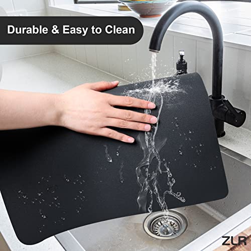 Zlr Coffee Mat - 12" X 16" Small Absorbent Kitchen Drying Mat For Dishes - Easy To Clean Coffee Bar Mat For Countertop, Coffee Maker, Espresso Machine - Black #TOP4
