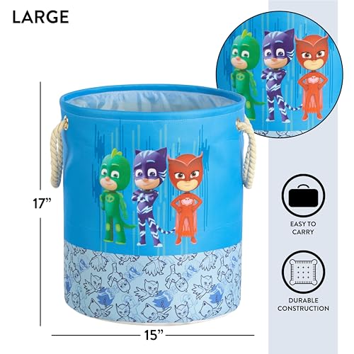 Image of PJ Mask 3 Piece Multi Size Fabric Nestable Toy Storage Basket Set, with Rope Carry Handles