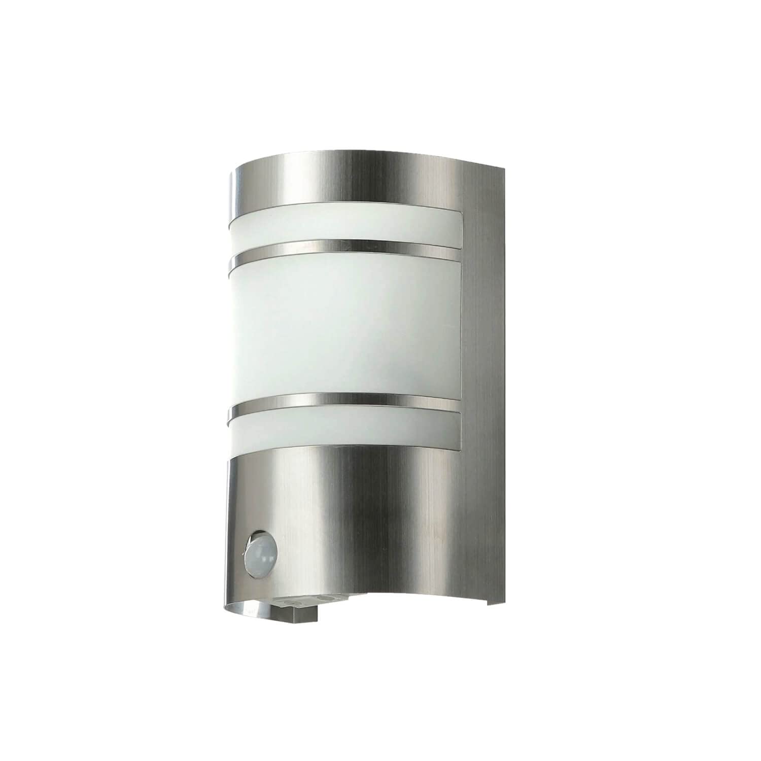 Applique murale extérieure avec détecteur de mouvement en acier inoxydable argenté IP44 Terrasse Jardin 20,5 cm de haut E27 Lampe extérieure moderne Entrée Balcon OSLO