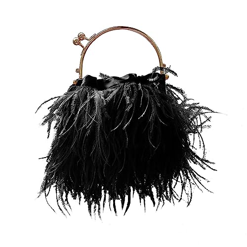 Sac à plumes d'autruche luxueux pochette de mariage