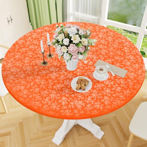 Image of Smiry Waterproof Heavy Duty Vinyl Fitted Tablecloth for 36 inch-44 inch Round Table