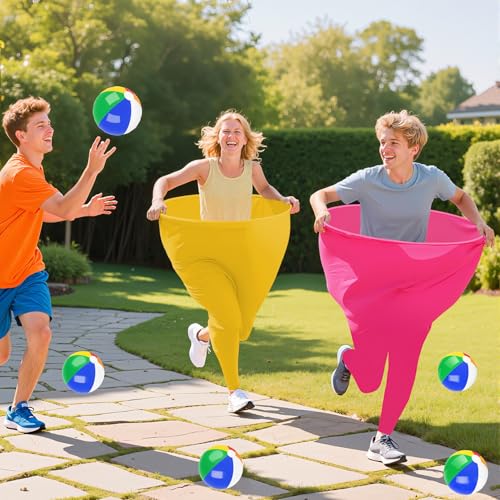 Image of Granny Pants Outdoor Game,Granny Pants with 8 Bouncy Balls & 1 Air Pump (Random Colors) and 2 Pack Color Granny Pants Yard Game for Family Reunion Party Field Game