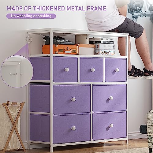 EnHomee-Dresser-Dresser-for-Bedroom-with-7-Drawers-Purple-Dresser-Dresser-TV-Stand-for-Bedroom-Chests-of-Drawers-Dresser-for-Clothes-Storage-for-Bedroom-with-Wooden-Top-and-Metal-Frame EnHomee Dresser Dresser for Bedroom with 7 Drawers Purple Dresser Dresser TV Stand for Bedroom Chests of Drawers Dresser for Clothes Storage for Bedroom with Wooden Top and Metal Frame