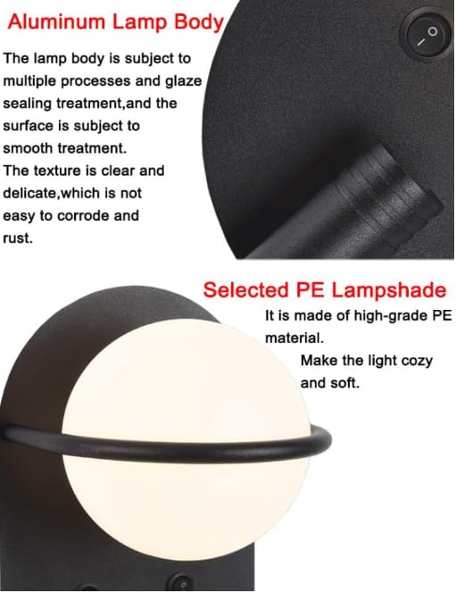 Image of Modern Gold LED Wall Lamp with Adjustable Spotlight Versatile Lighting for Living Room, Bedroom & Bedside|Cool White, Warm White, Natural White|Black