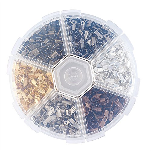 image for PH PandaHall Pandahall 1380pcs/box 6 Color Iron Fold Over Crimp Cord E