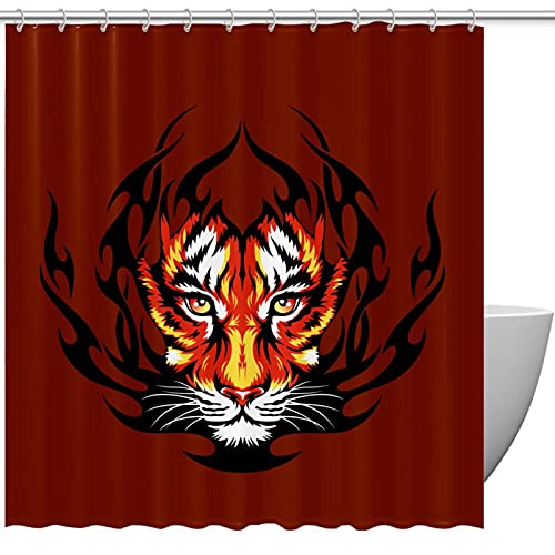Rideau de douche tigre rouge 183 cm étanche et résistant