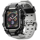 究極の頑丈なケース Apple Watchバンド45mm用 Apple Watch Series 9/8/7 45mm メンズ ミリタリーグレード 耐衝撃バンパーカバー iWatchタクティカルバンド メンズ (45mm グレー)